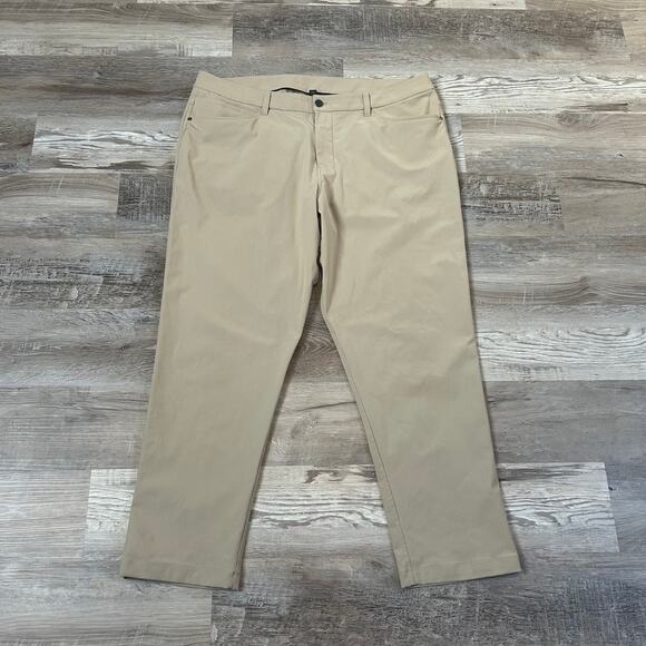 Lululemon ABC Pants 42 Beige Stretch Classic Chino Trousers Travel Work - Picture 6 of 9